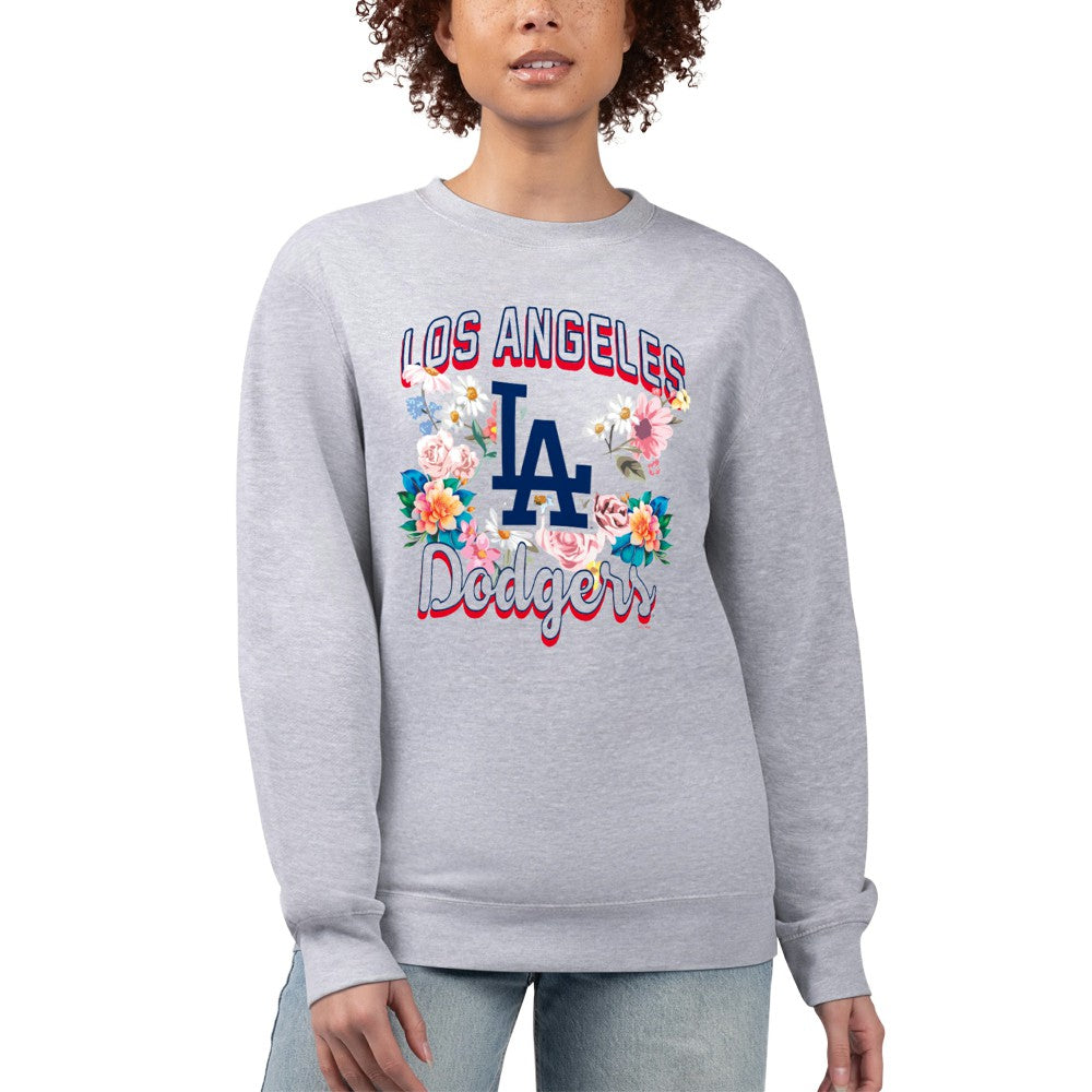 Los Angeles Dodgers G-III 4Her by Carl Banks Women's Flowers Graphic Pullover Sweatshirt On Sale