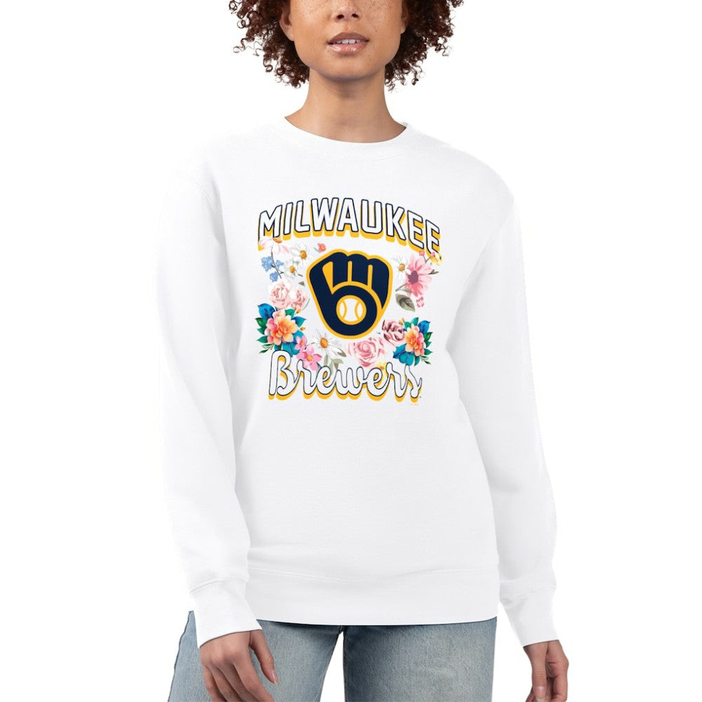 Milwaukee Brewers G-III 4Her by Carl Banks Women's Flowers Graphic Pullover Sweatshirt for sale