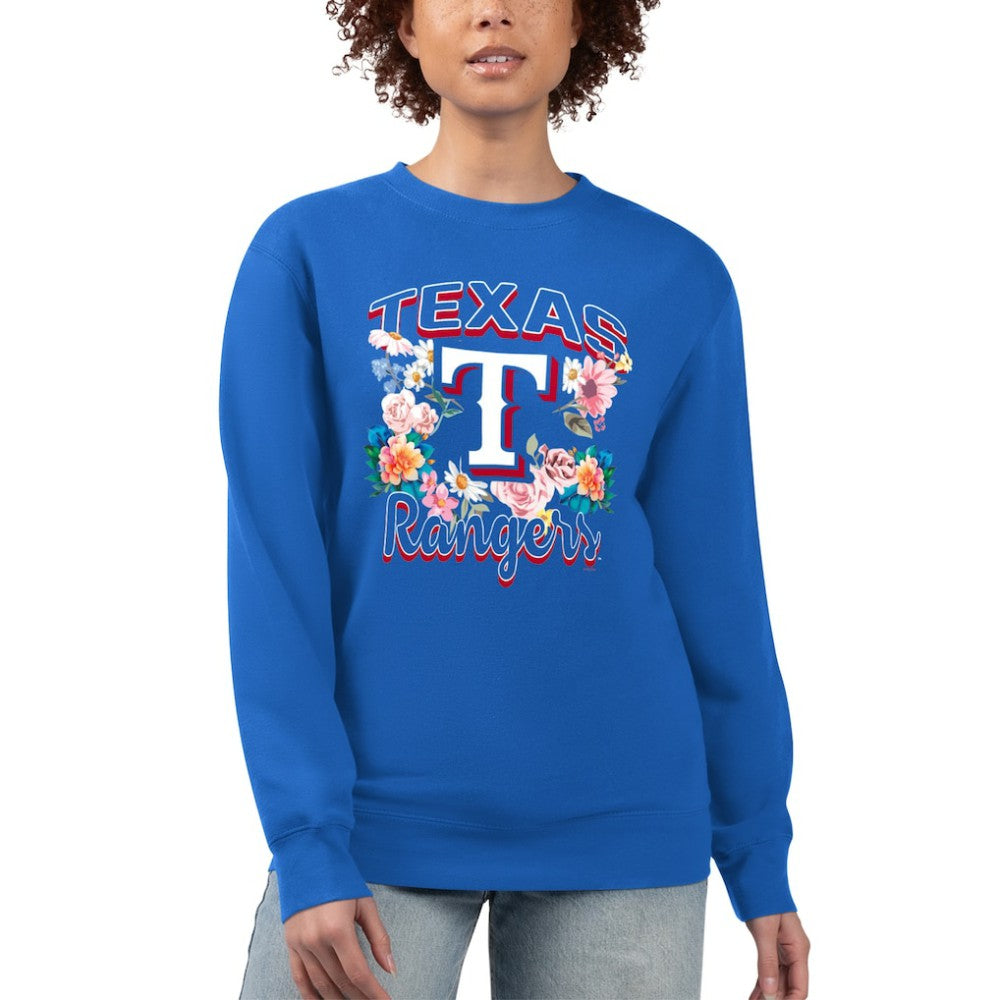 Texas Rangers G-III 4Her by Carl Banks Women's Flowers Graphic Pullover Sweatshirt Sale