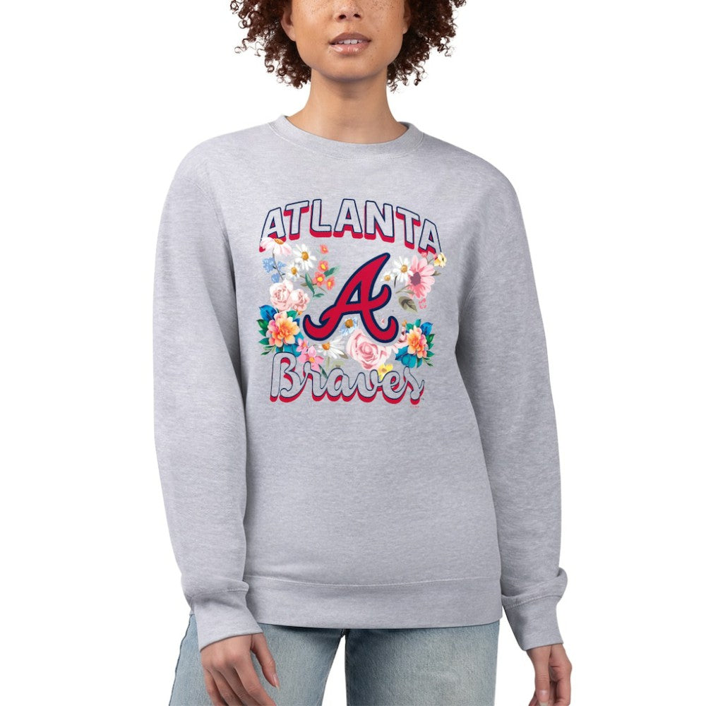 Atlanta Braves G-III 4Her by Carl Banks Women's Flowers Graphic Pullover Sweatshirt discount