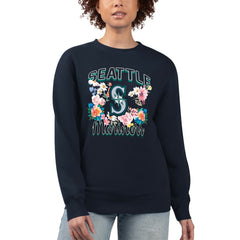 Seattle Mariners G-III 4Her by Carl Banks Women's Flowers Graphic Pullover Sweatshirt On Sale