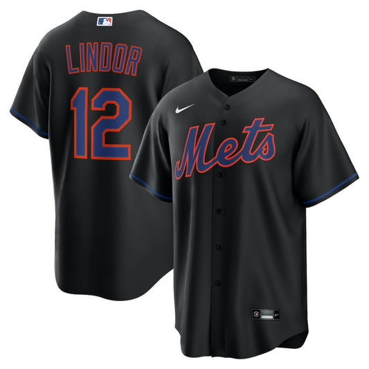 Francisco Lindor New York Mets Nike Alternate Replica Jersey - Black | MLB Jerseys