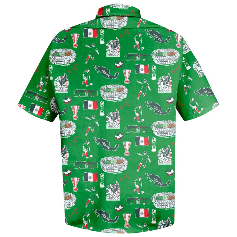 Mexico National Team Vive La Fete Impressions Artwork Button-Down Shirt - Green
