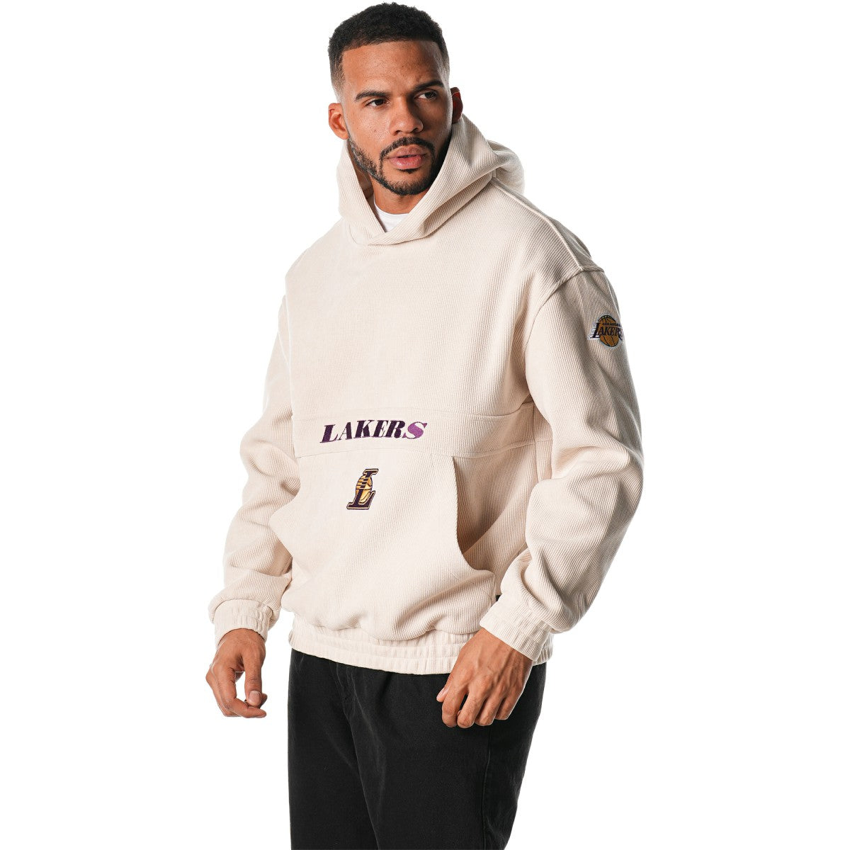 NBA - Los Angeles Lakers The Wild Collective Unisex Corduroy Tri-Blend Pullover Hoodie - Cream