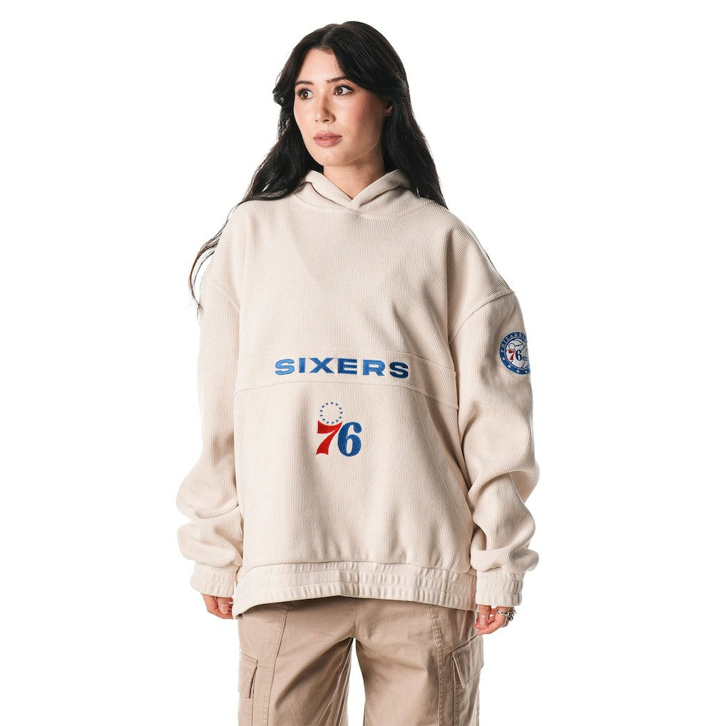 NBA - Philadelphia 76ers The Wild Collective Unisex Corduroy Tri-Blend Pullover Hoodie - Cream