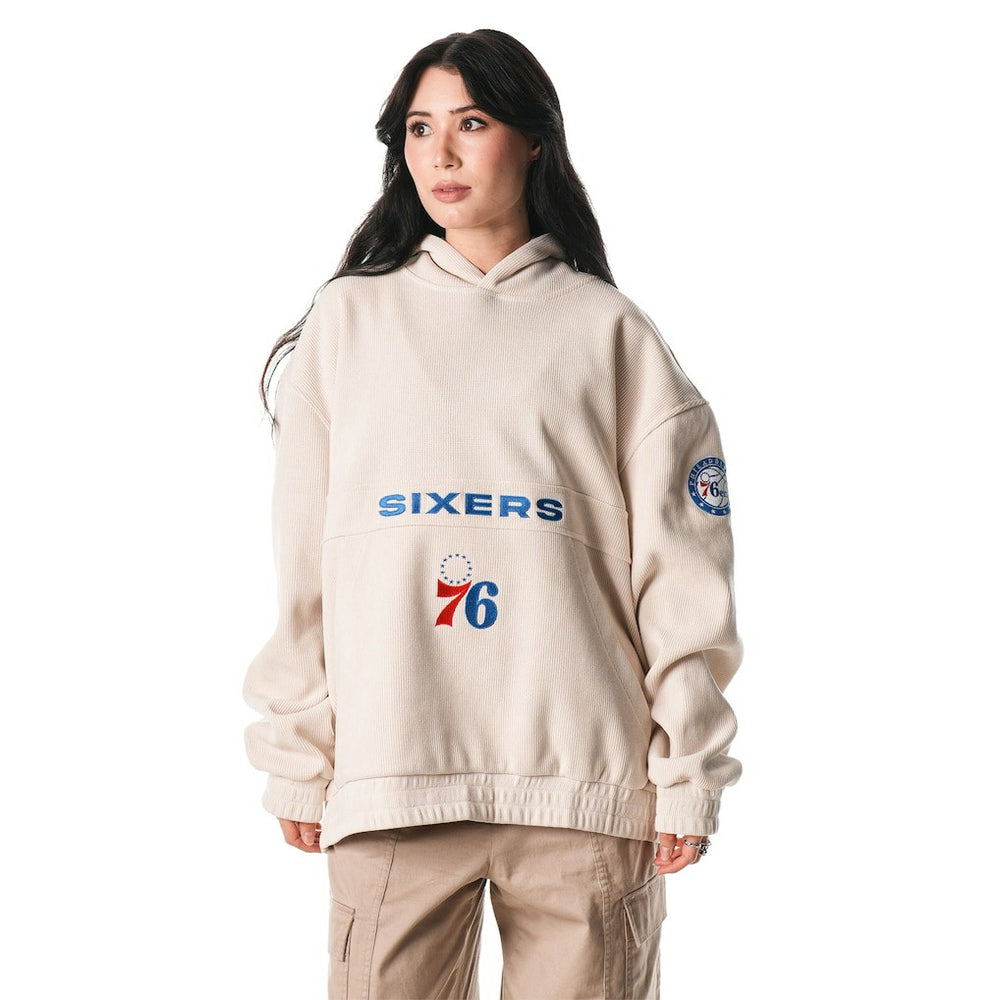 NBA - Philadelphia 76ers The Wild Collective Unisex Corduroy Tri-Blend Pullover Hoodie - Cream