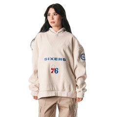 NBA - Philadelphia 76ers The Wild Collective Unisex Corduroy Tri-Blend Pullover Hoodie - Cream