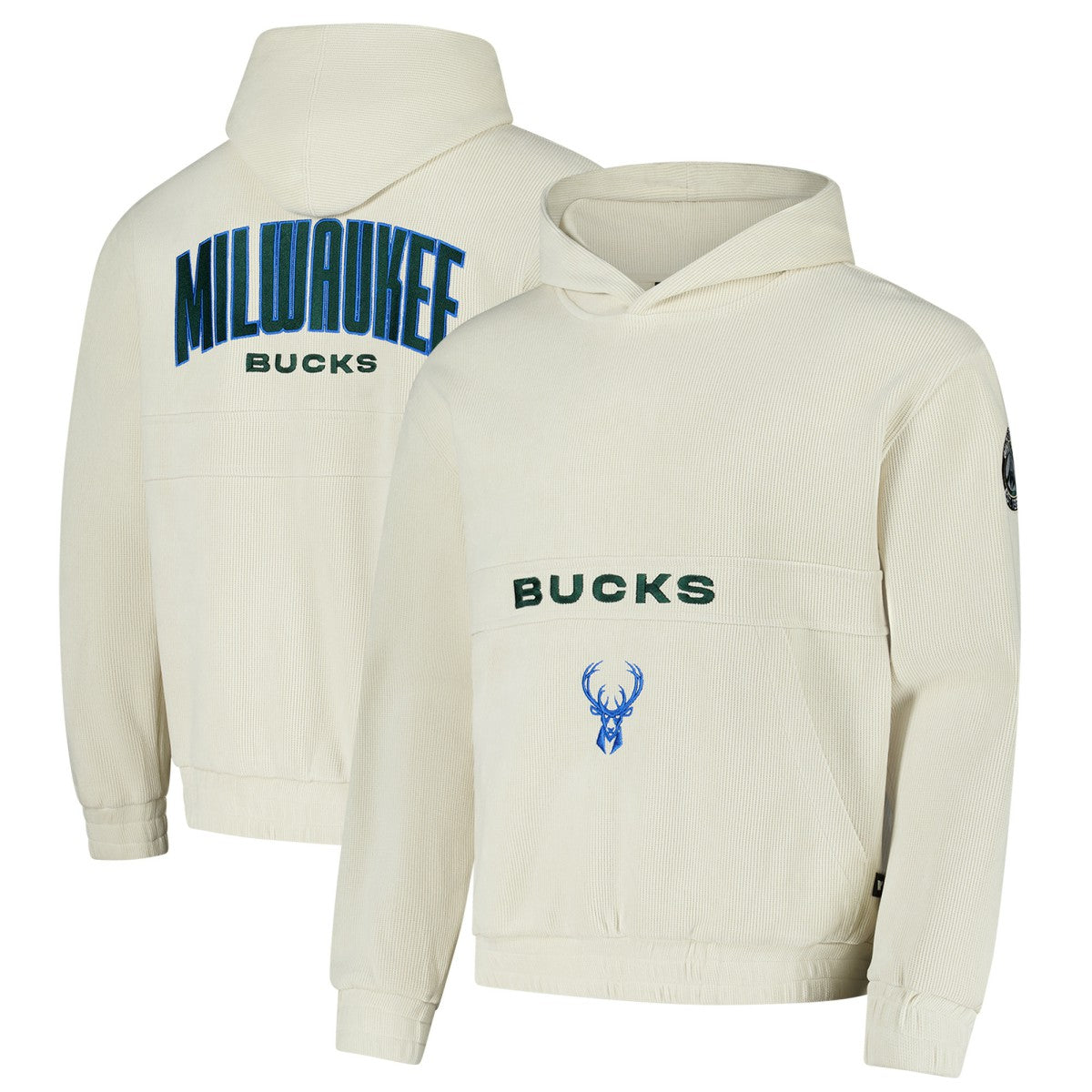 NBA - Milwaukee Bucks The Wild Collective Unisex Corduroy Tri-Blend Pullover Hoodie - Cream