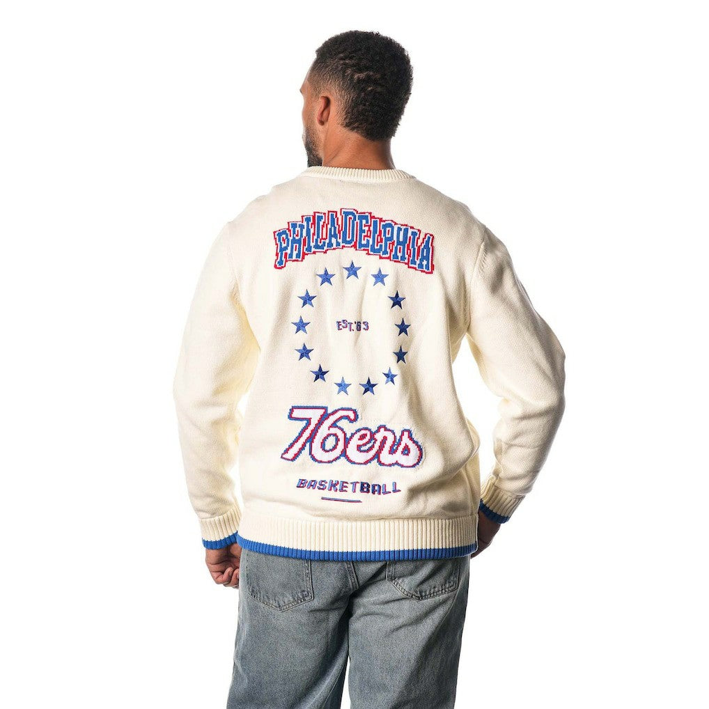 NBA - Philadelphia 76ers The Wild Collective Unisex Jacquard Knit Pullover Sweater - Cream