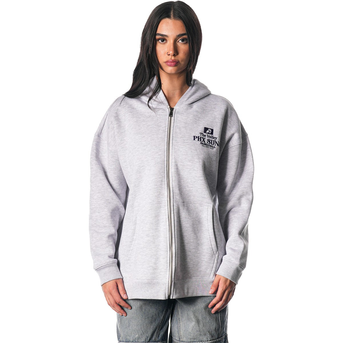 NBA - Phoenix Suns The Wild Collective Unisex Full-Zip Floral Hoodie - Heather Gray
