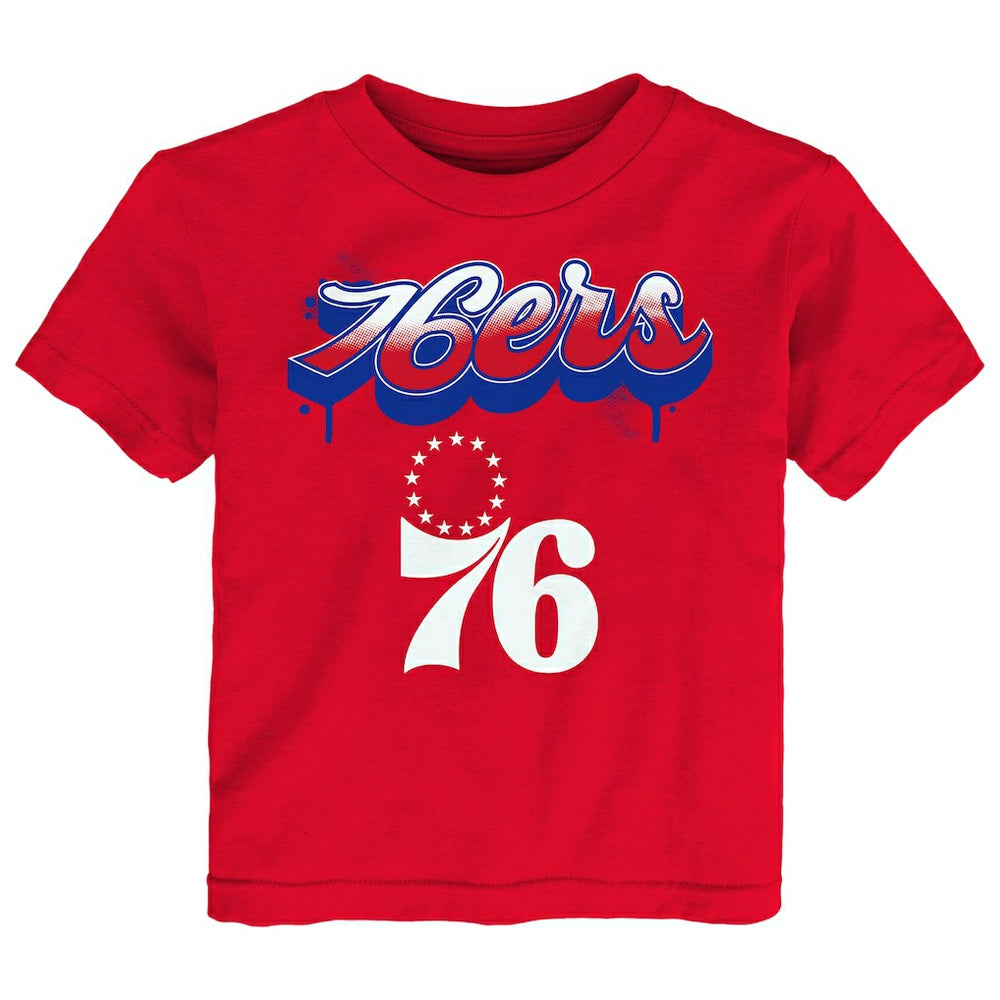NBA - Philadelphia 76ers Youth Bubbly Script T-Shirt - Red