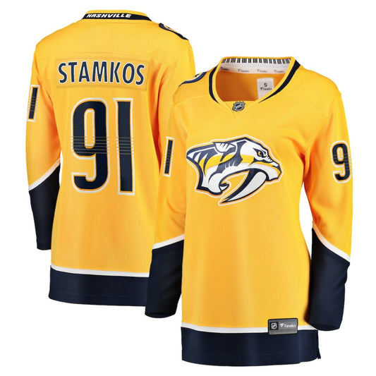 Steven Stamkos Nashville Predators Fanatics Women's Home Premier Breakaway Player Jersey Breakaway Jersey - Gold | NHL Jerseys