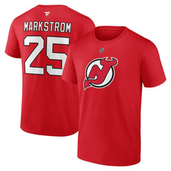 Jacob Markstrom New Jersey Devils - Fanatics Authentic Stack Name & Number T-Shirt Red
