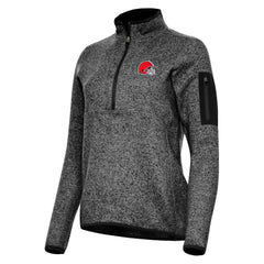 Cleveland Browns Antigua Women's Fortune Half-Zip Jacket Heather Black - NFL
