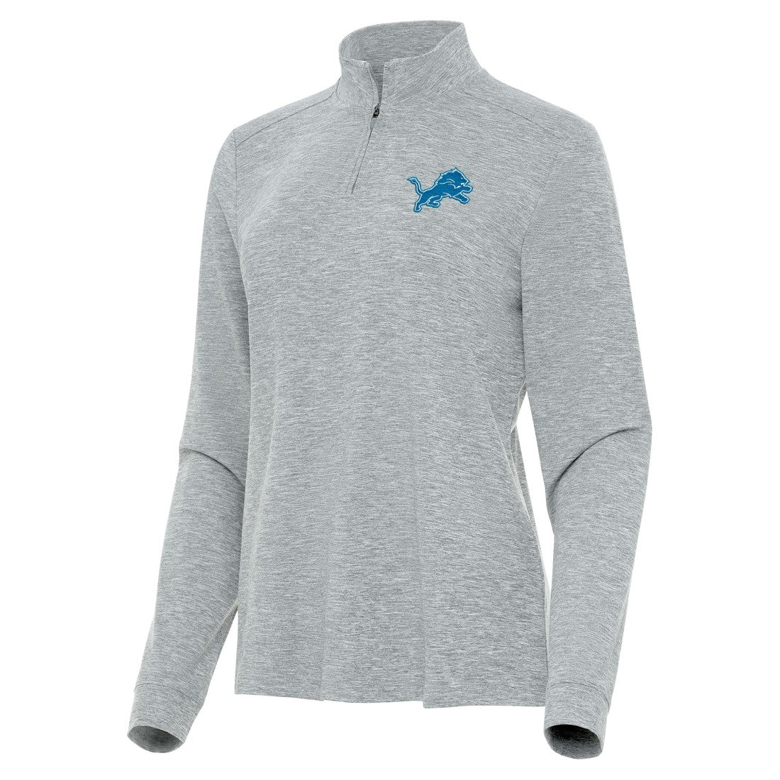 Detroit Lions Antigua Women's Mentor Quarter-Zip Jacket Heather Gray - NFL