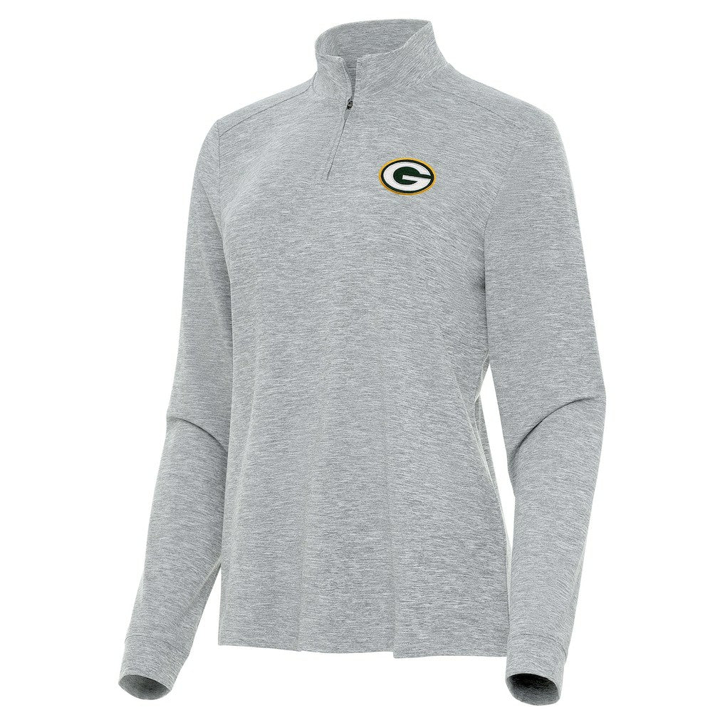 Green Bay Packers Antigua Women's Mentor Quarter-Zip Jacket Heather Gray - NFL