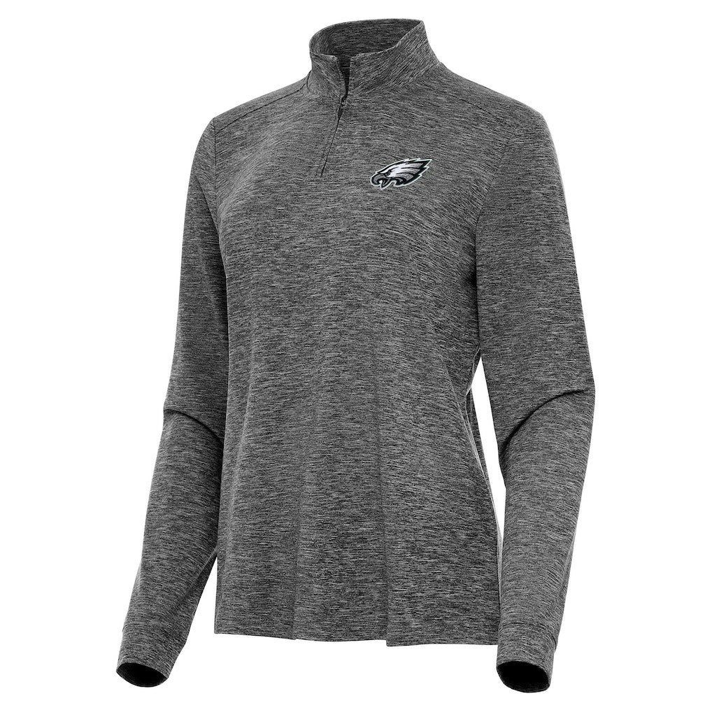 Philadelphia Eagles Antigua Women's Mentor Quarter-Zip Jacket Heather Black - NFL