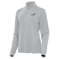 Miami Dolphins Antigua Women's Mentor Quarter-Zip Jacket Heather Gray - NFL