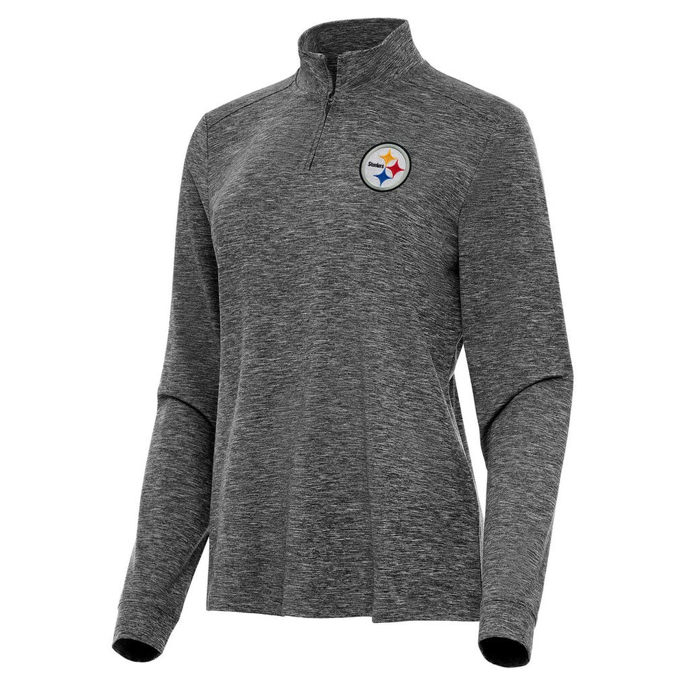 Pittsburgh Steelers Antigua Women's Mentor Quarter-Zip Jacket Heather Black - NFL