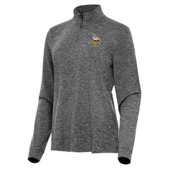 Minnesota Vikings Antigua Women's Mentor Quarter-Zip Jacket Heather Black - NFL