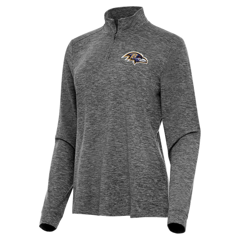 Baltimore Ravens Antigua Women's Mentor Quarter-Zip Jacket Heather Black - NFL