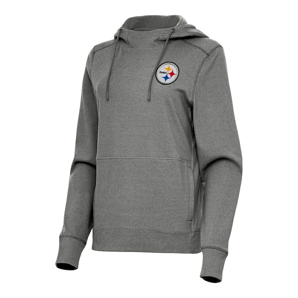 Pittsburgh Steelers Antigua Women's Justice Pullover Hoodie Heather Black - NFL
