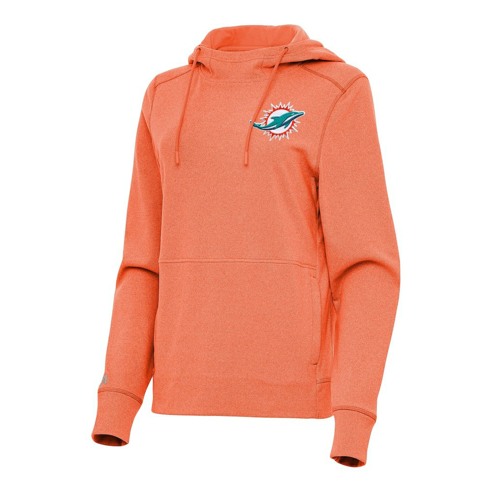 Miami Dolphins Antigua Women's Justice Pullover Hoodie Heather Orange - NFL
