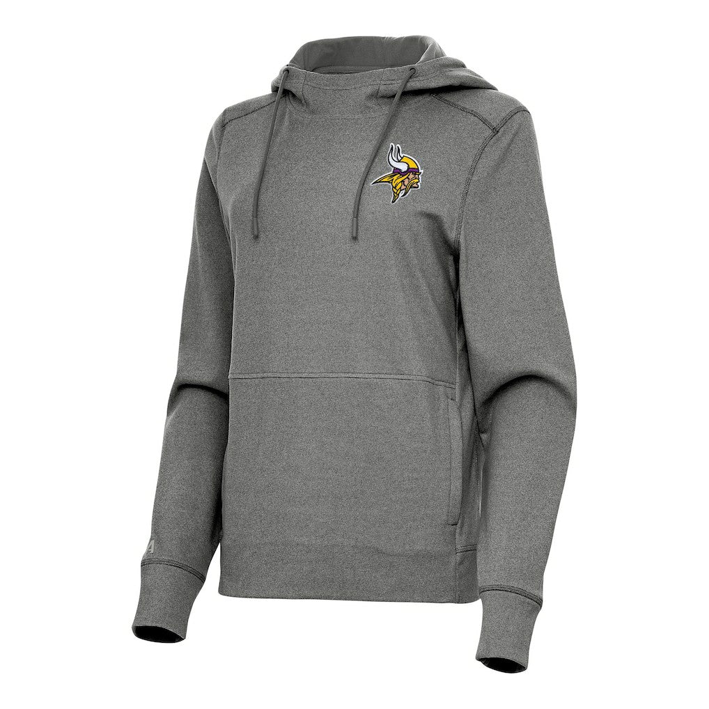 Minnesota Vikings Antigua Women's Justice Pullover Hoodie Heather Black - NFL