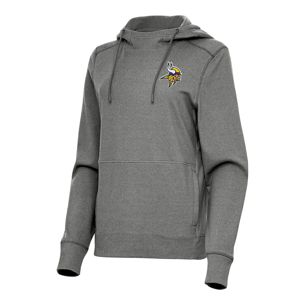 Minnesota Vikings Antigua Women's Justice Pullover Hoodie Heather Black - NFL