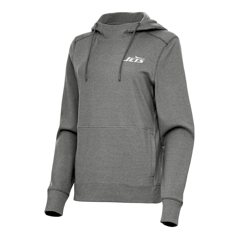 New York Jets Antigua Women's Justice Pullover Hoodie Heather Black - NFL