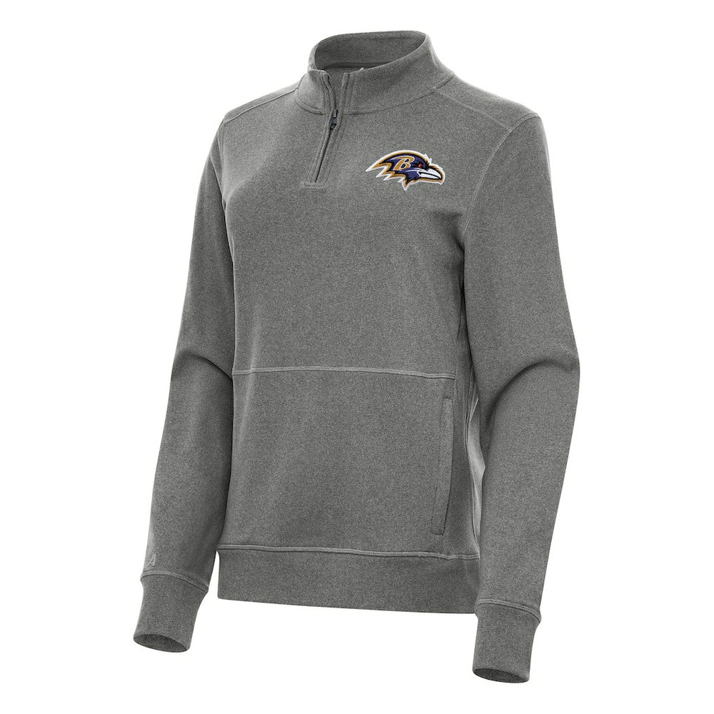 Baltimore Ravens Antigua Women's Crush Quarter-Zip Jacket Heather Black - NFL