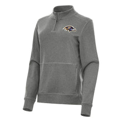 Baltimore Ravens Antigua Women's Crush Quarter-Zip Jacket Heather Black - NFL