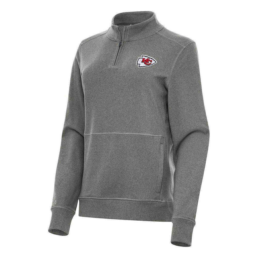 Kansas City Chiefs Antigua Women's Crush Quarter-Zip Jacket Heather Black - NFL