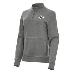 Kansas City Chiefs Antigua Women's Crush Quarter-Zip Jacket Heather Black - NFL