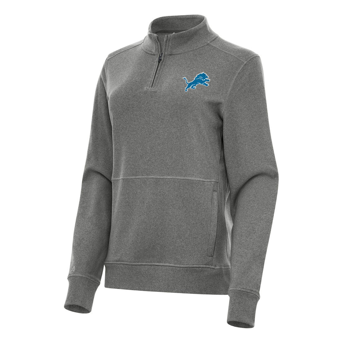Detroit Lions Antigua Women's Crush Quarter-Zip Jacket Heather Black - NFL