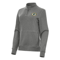 Green Bay Packers Antigua Women's Crush Quarter-Zip Jacket Heather Black - NFL