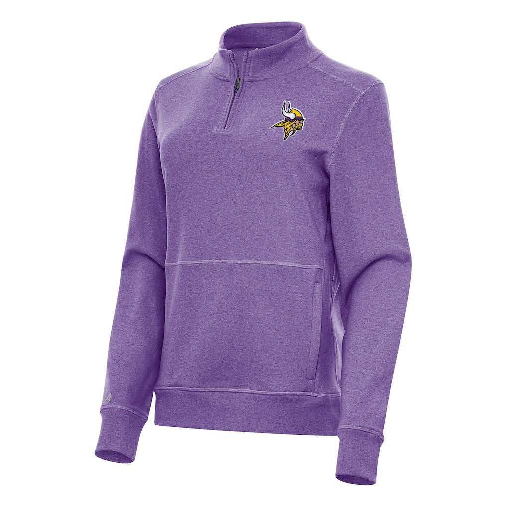 Minnesota Vikings Antigua Women's Crush Quarter-Zip Jacket Heather Purple - NFL