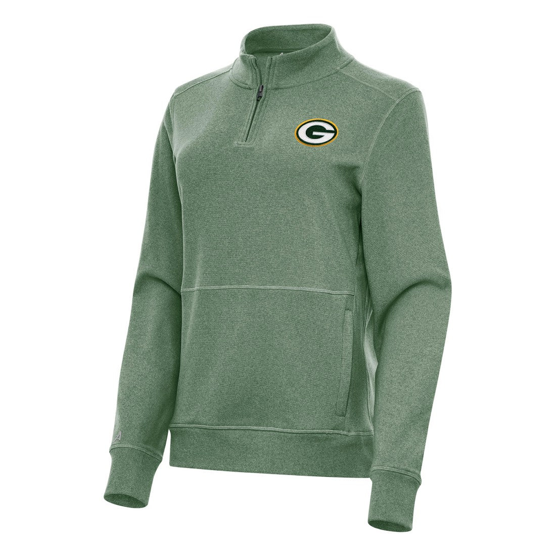 Green Bay Packers Antigua Women's Crush Quarter-Zip Jacket Heather Green - NFL