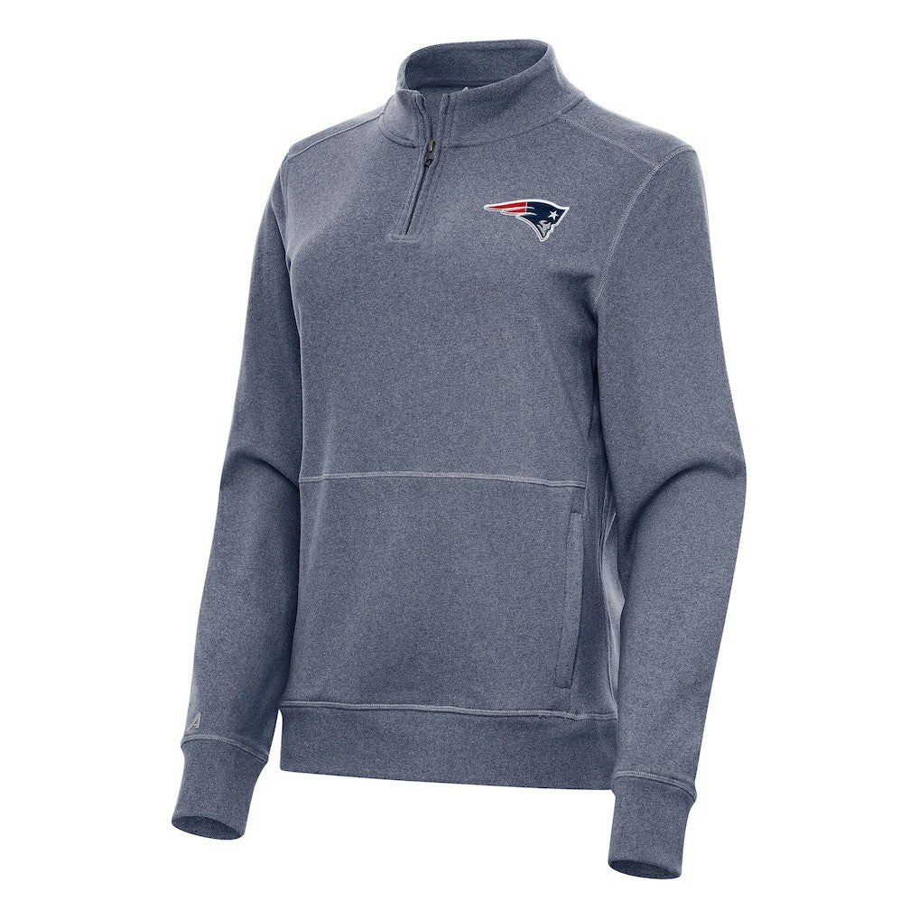 New England Patriots Antigua Women's Crush Quarter-Zip Jacket Heather Navy - NFL