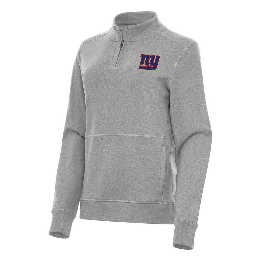 New York Giants Antigua Women's Crush Quarter-Zip Jacket Heather Gray - NFL