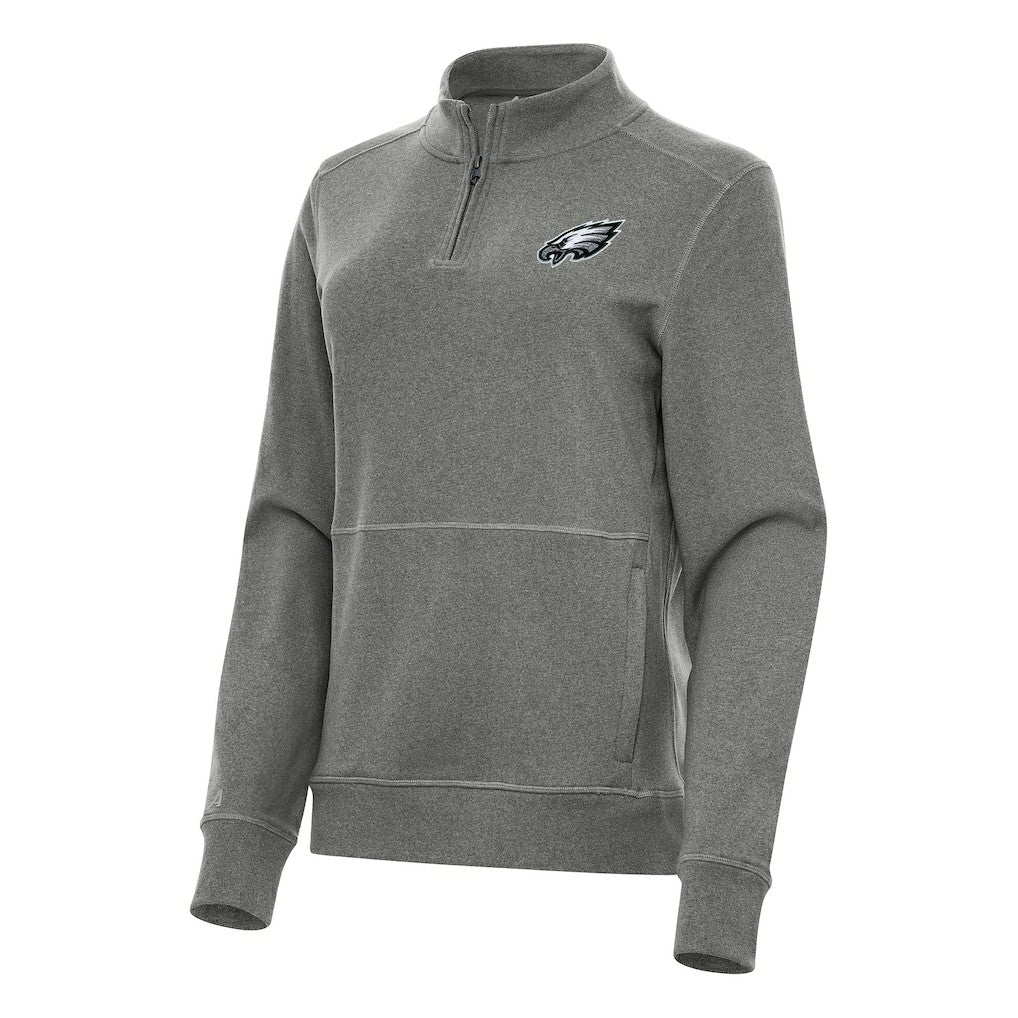 Philadelphia Eagles Antigua Women's Crush Quarter-Zip Jacket Heather Black - NFL