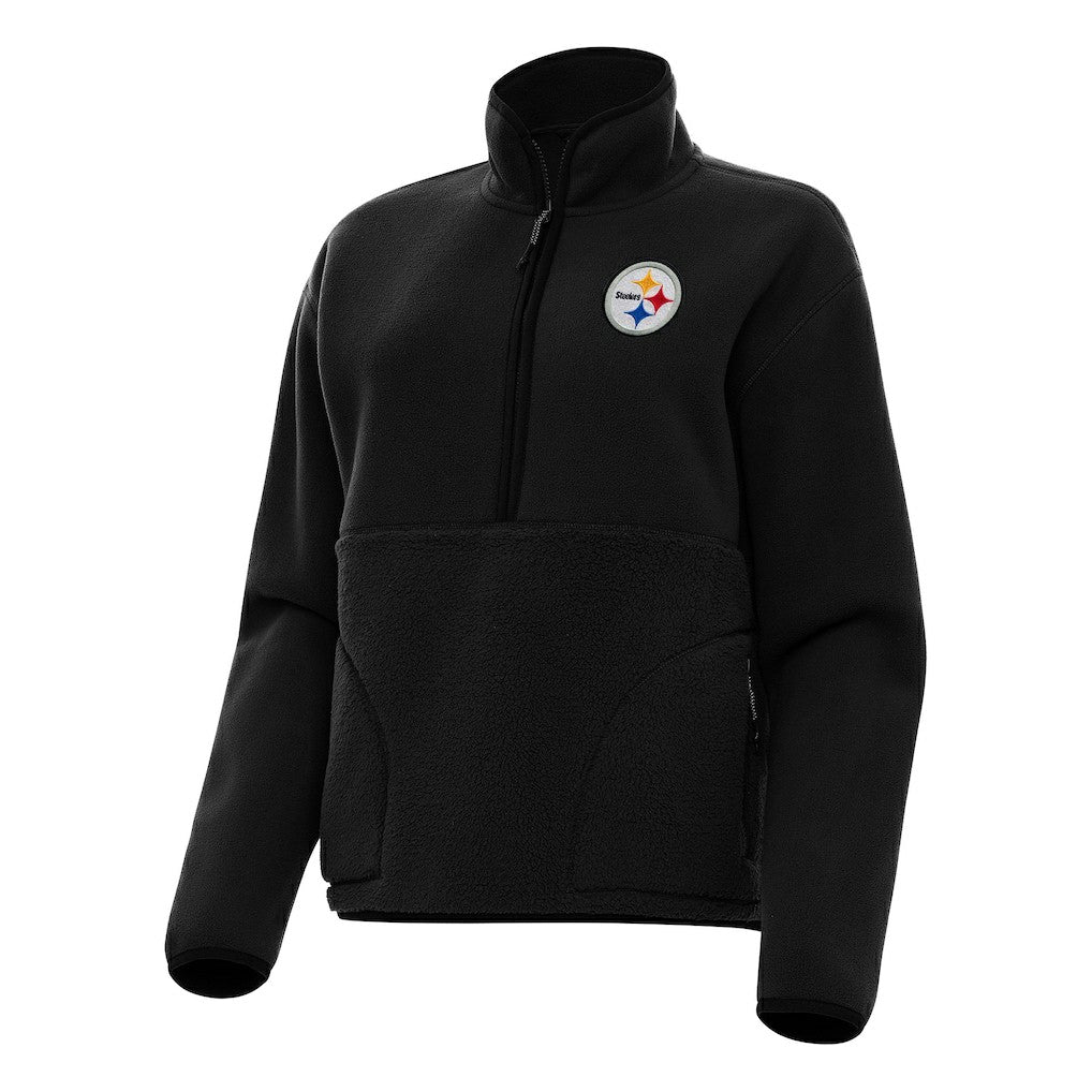 Pittsburgh Steelers Antigua Women's Figure Half-Zip Sweatshirt Black - NFL