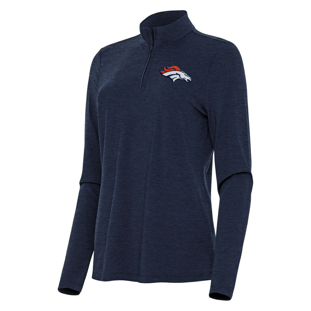 Denver Broncos Antigua Women's Bright Quarter-Zip Sweatshirt Heather Navy - NFL