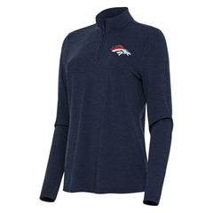 Denver Broncos Antigua Women's Bright Quarter-Zip Sweatshirt Heather Navy - NFL