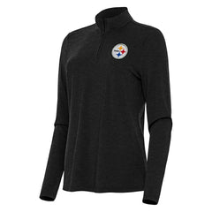 Pittsburgh Steelers Antigua Women's Bright Quarter-Zip Sweatshirt Heather Black - NFL