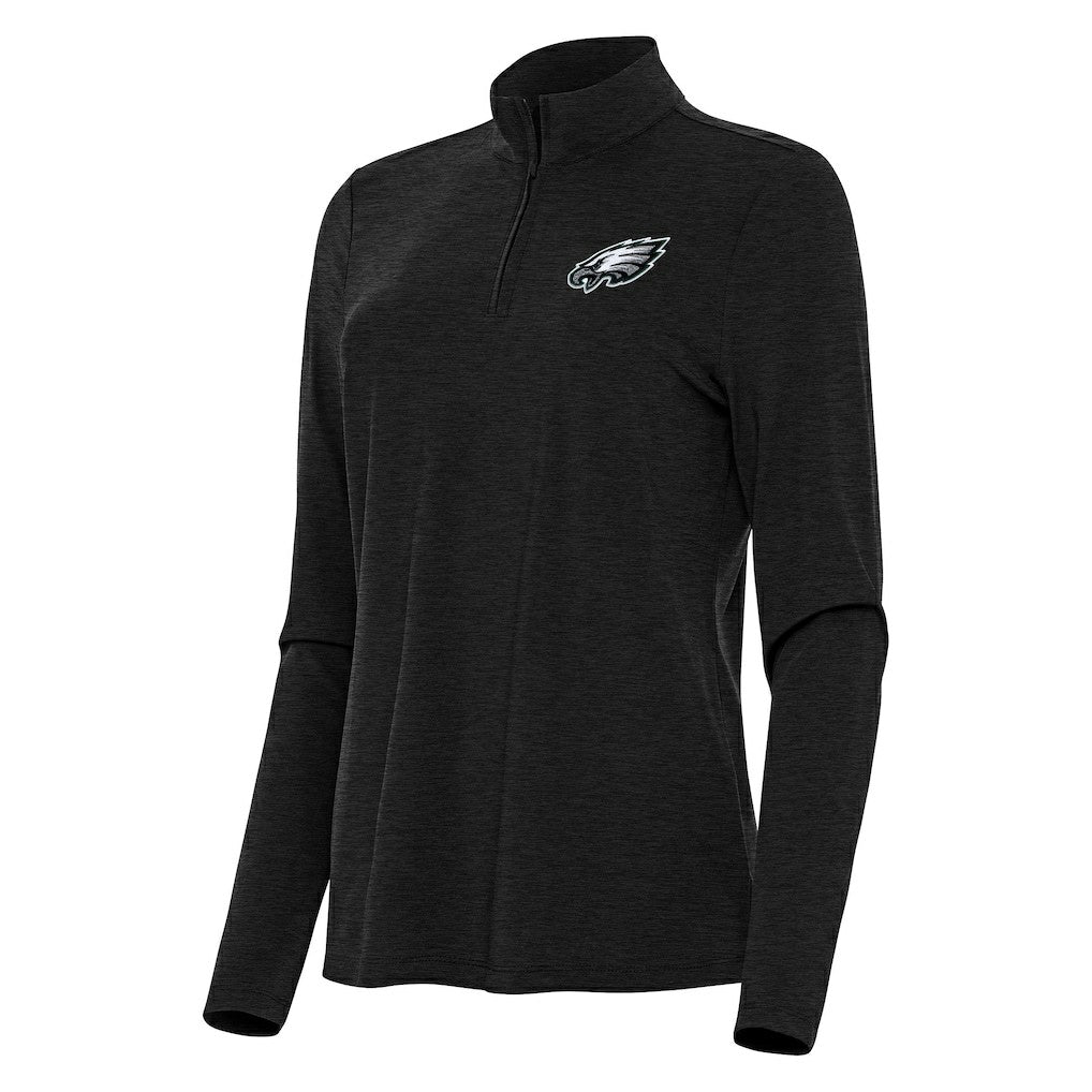 Philadelphia Eagles Antigua Women's Bright Quarter-Zip Sweatshirt Heather Black - NFL