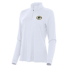 Green Bay Packers Antigua Women's Intent Quarter-Zip Sweatshirt White - NFL