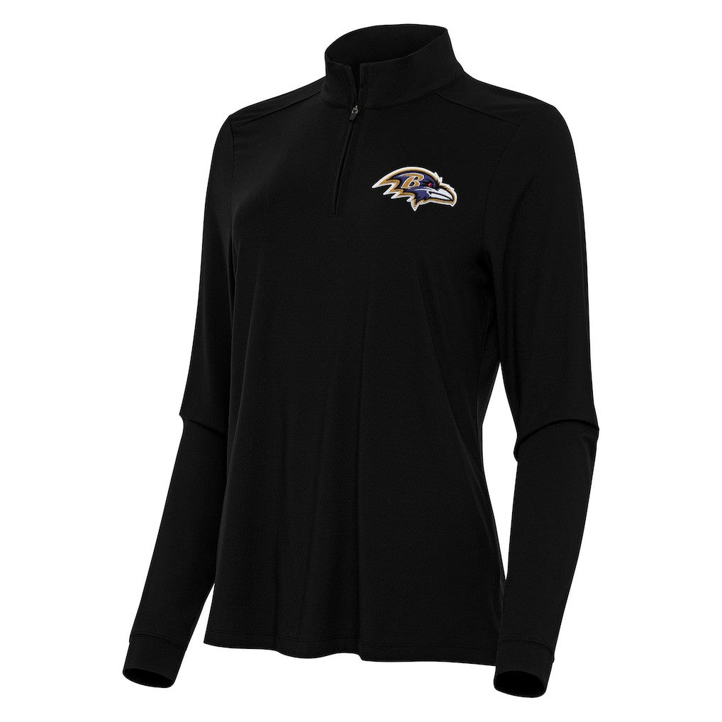Baltimore Ravens Antigua Women's Intent Quarter-Zip Sweatshirt Black - NFL