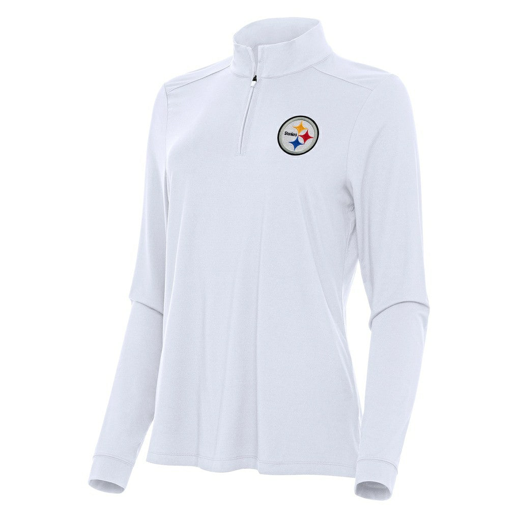 Pittsburgh Steelers Antigua Women's Intent Quarter-Zip Sweatshirt White - NFL