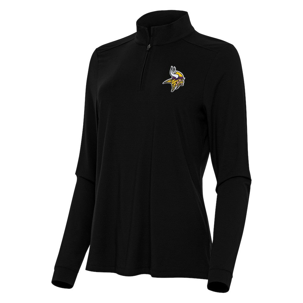Minnesota Vikings Antigua Women's Intent Quarter-Zip Sweatshirt Black - NFL